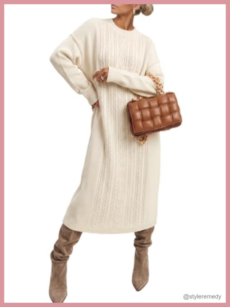 Margot Cable Knit Sweater Dress White 1