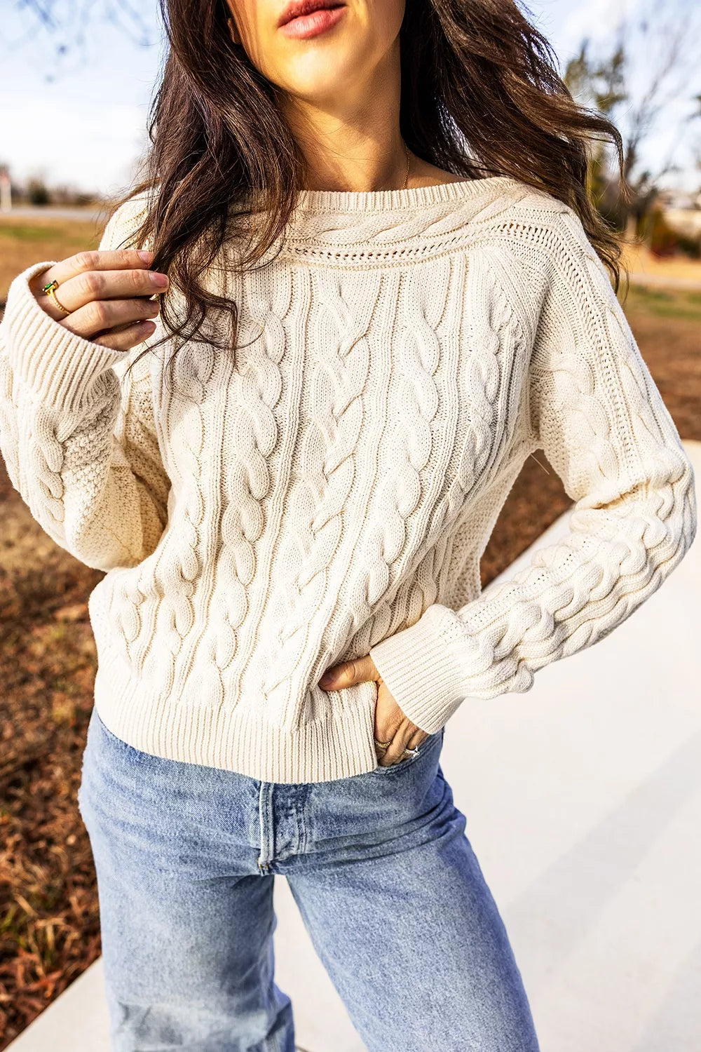 Margot Cable Knit Sweater Cream 3
