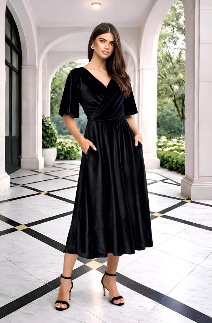 Isabelle Velvet A-Line Midi Dress Burgundy 1