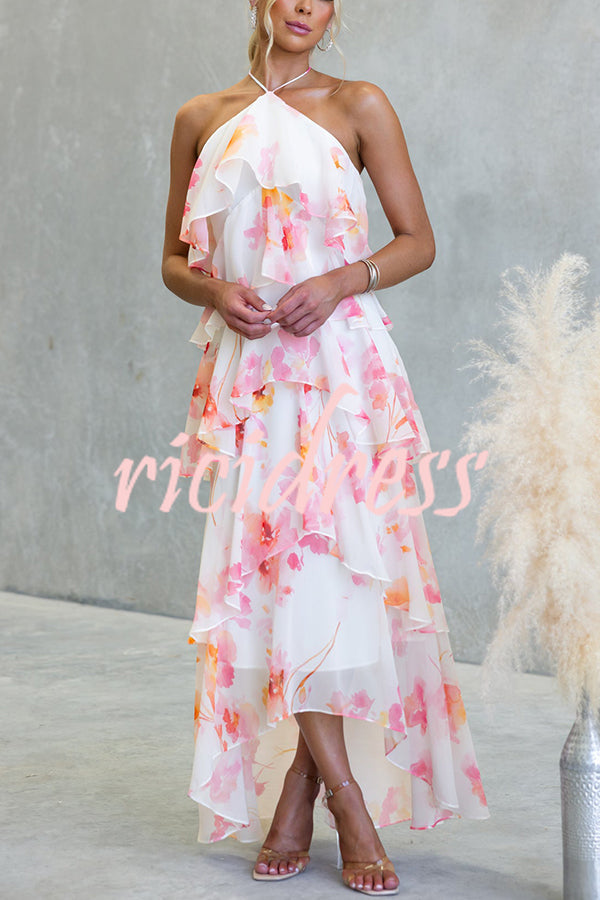 Eden Chiffon Floral Maxi Dress Pink 9