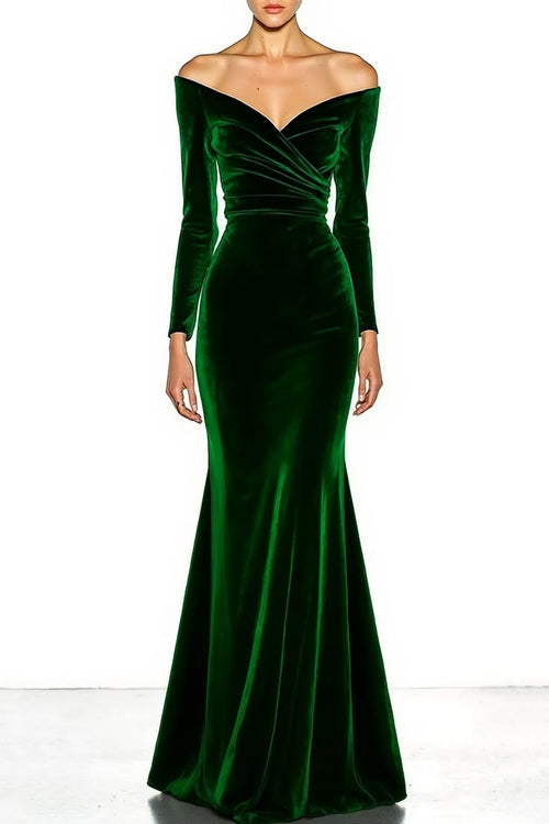 Margot Velvet Off-Shoulder Maxi Dress Black 1