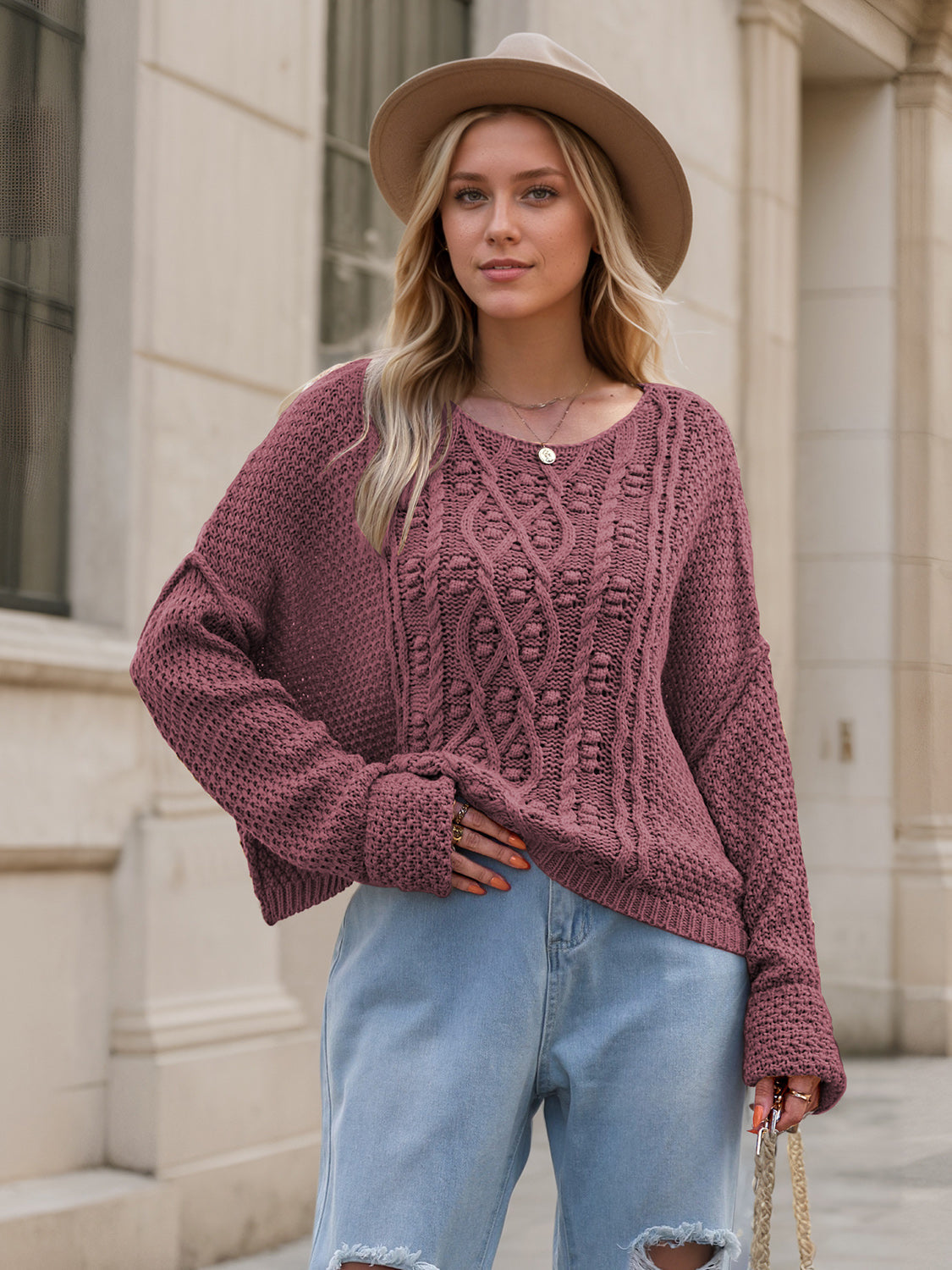 Margot Knit Slip Sweater in Camel Black 10