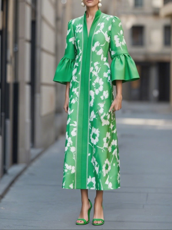 Margot Floral Maxi Dress Green 2