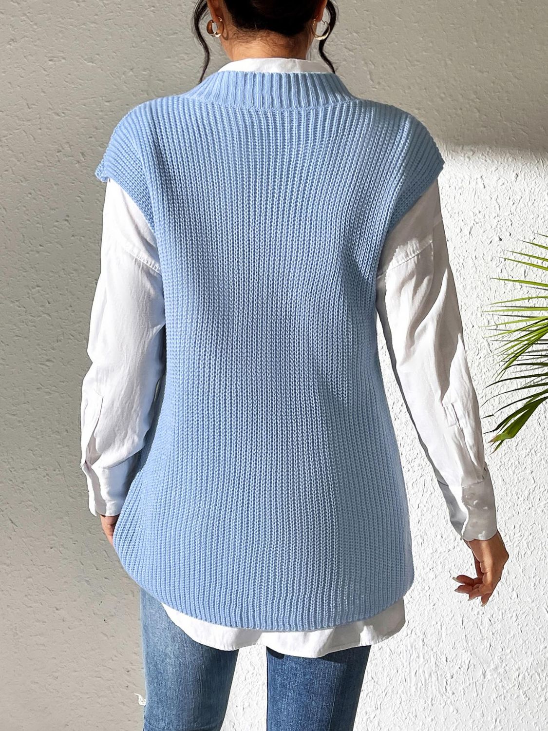 Margot V-Neck Sweater Vest in Light Blue Light Blue 2