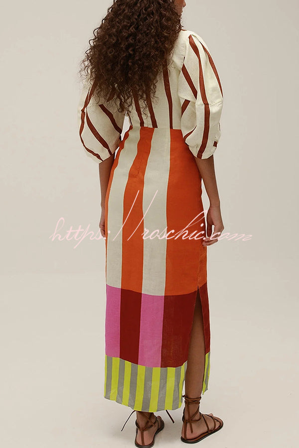 Kaya Linen Maxi Dress Orange 6