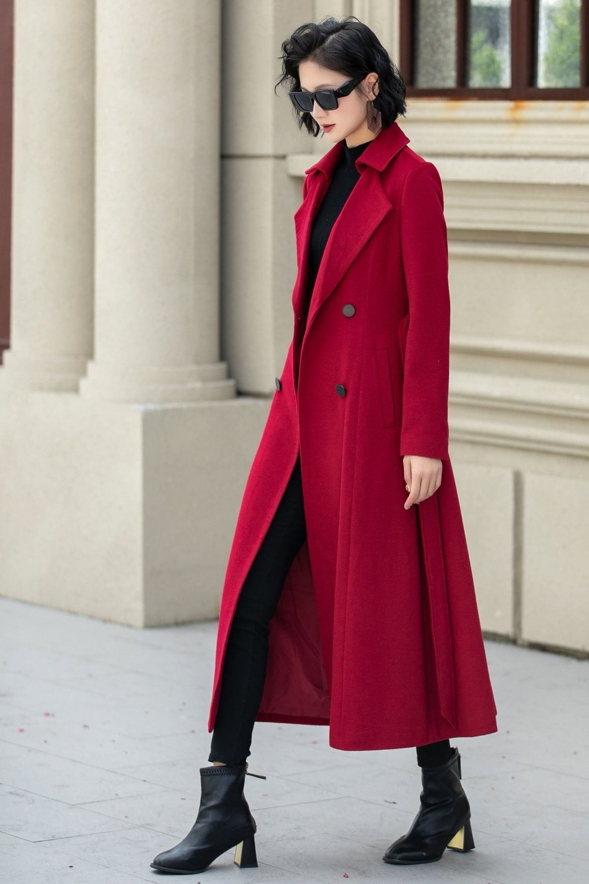 Margot Wool Maxi Coat Red 8