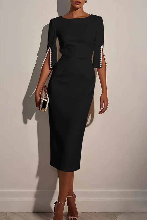 Arabella Beaded Midi Dress Pink 3
