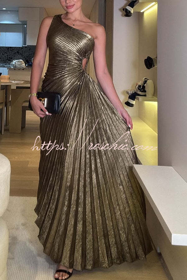 Valentina Metallic Maxi Dress Gold 1