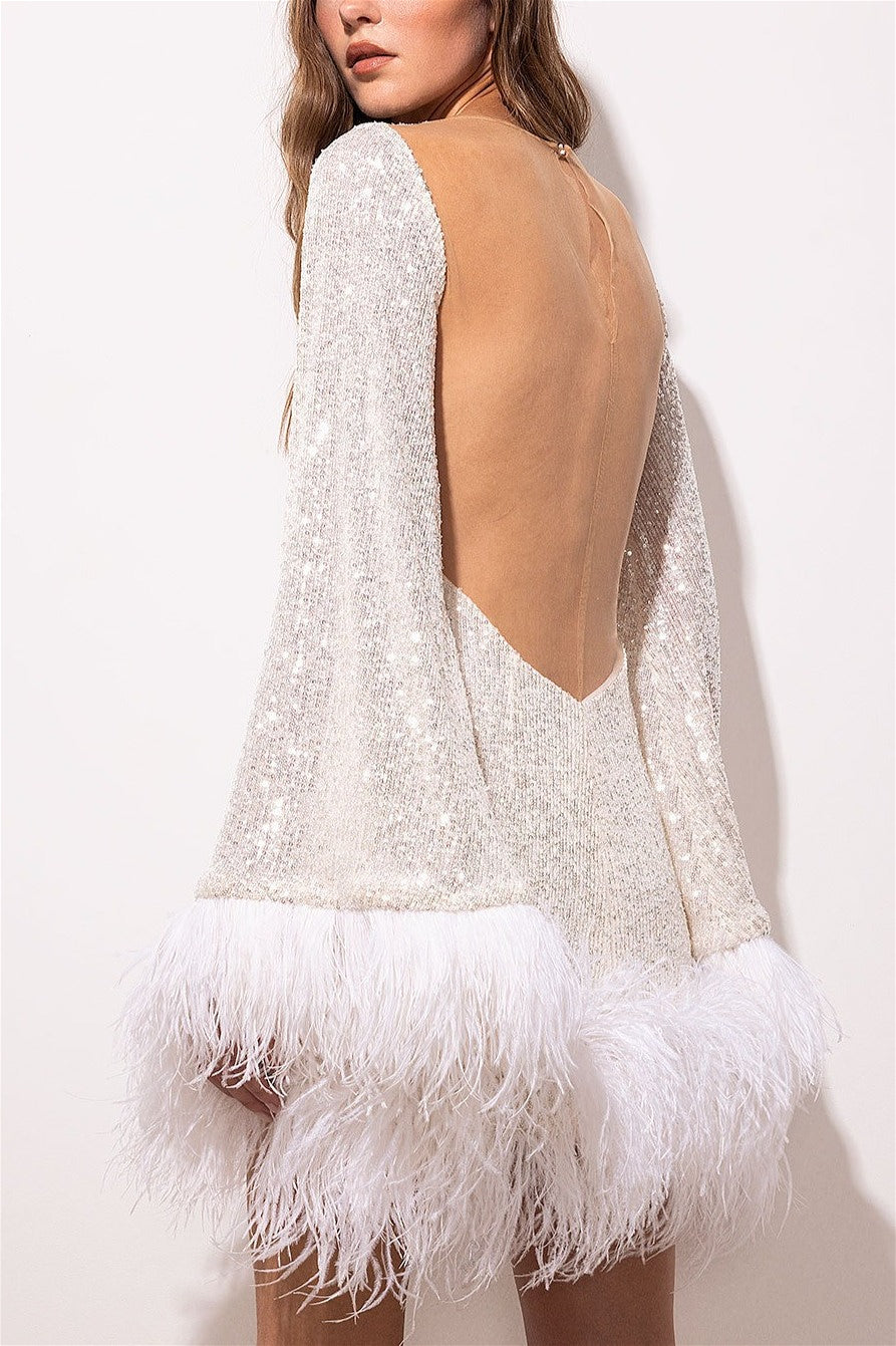 Valentina Backless Sequin Mini Dress Pink 2