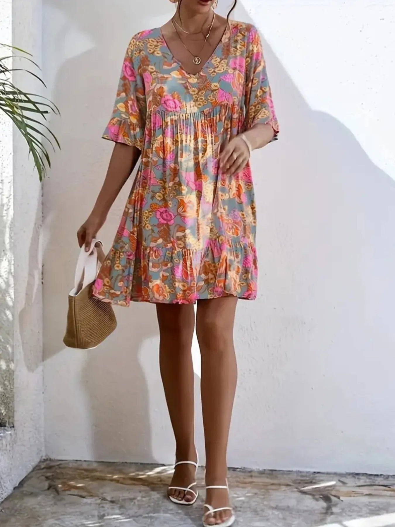 Margot Printed Tiered Dress Neck Tiered Dress 4