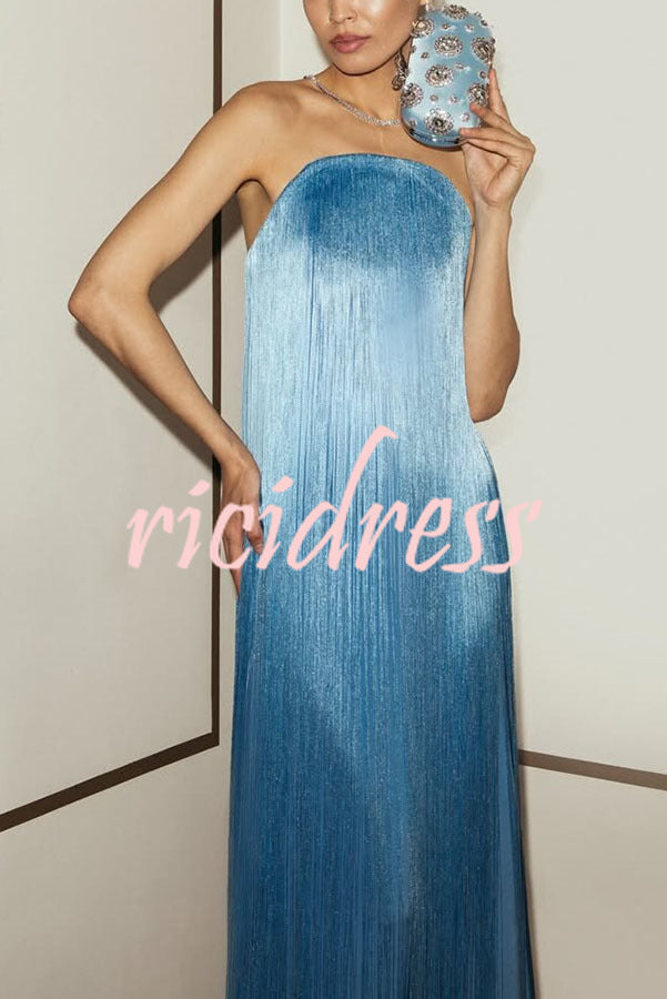 Rania Off-Shoulder Fringe Maxi Dress Multi 3