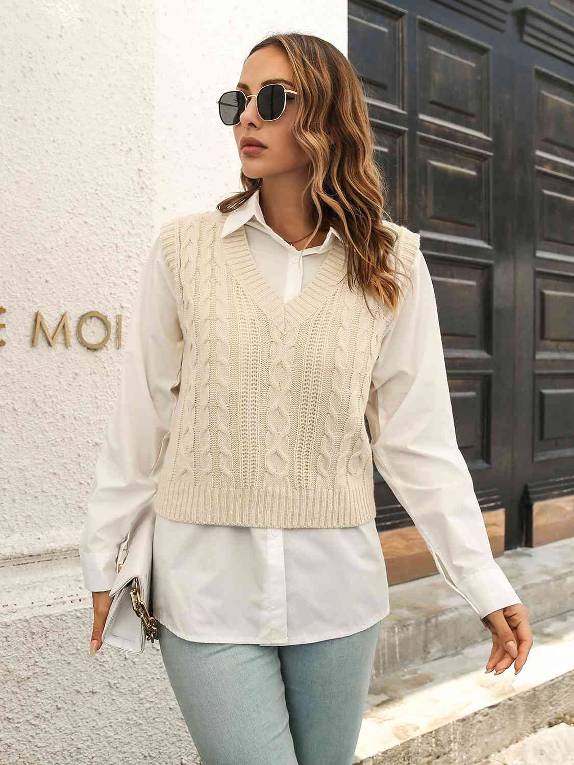 Margot V-Neck Sweater Vest Ivory 6