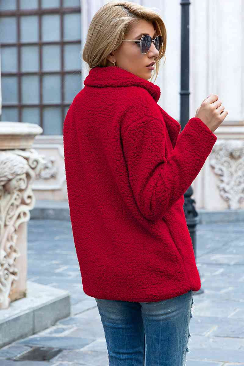 Margot Sherpa Collar Coat Deep Red 9