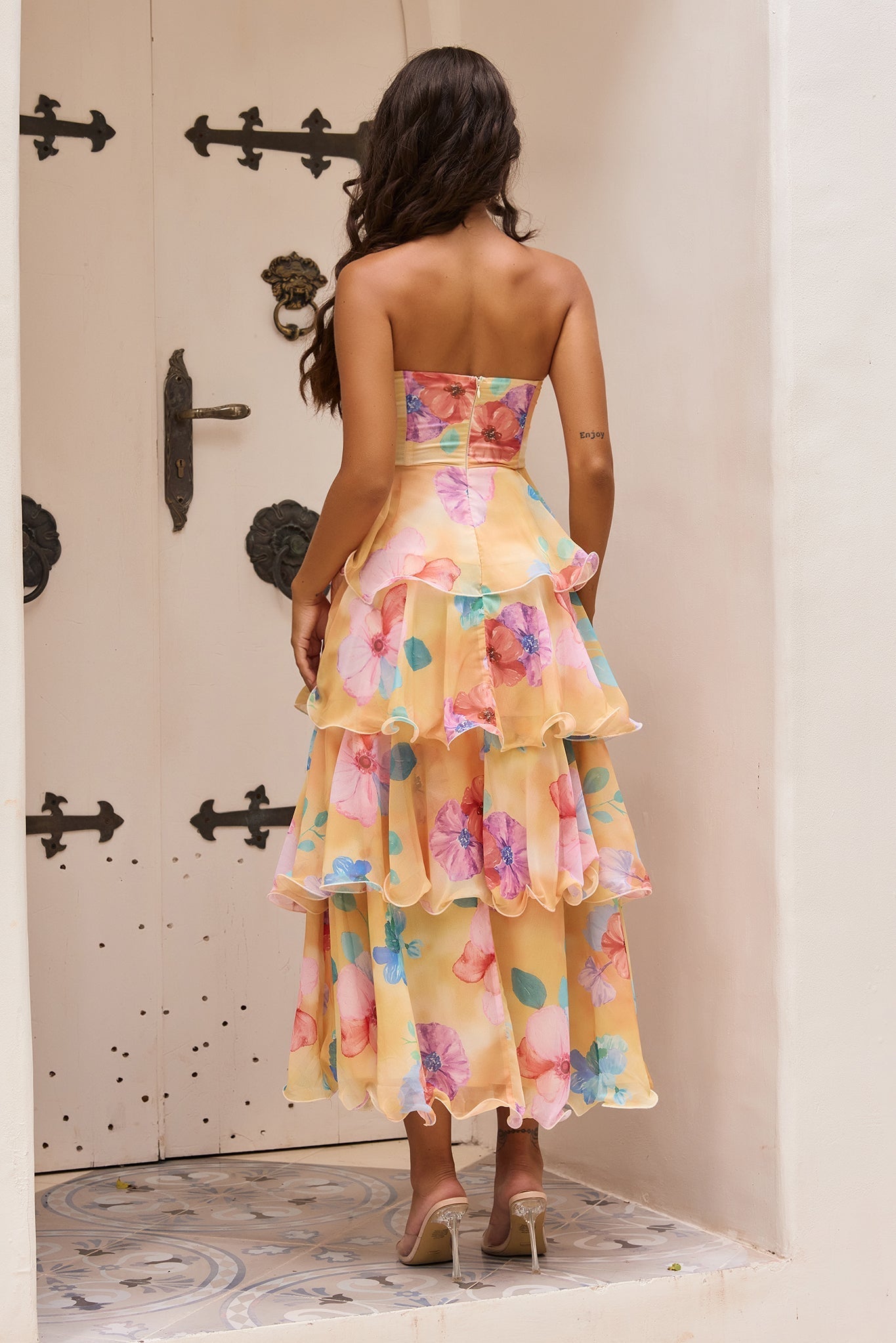 Arabella Chiffon Maxi Dress in Yellow Multi Yellow Multi 3