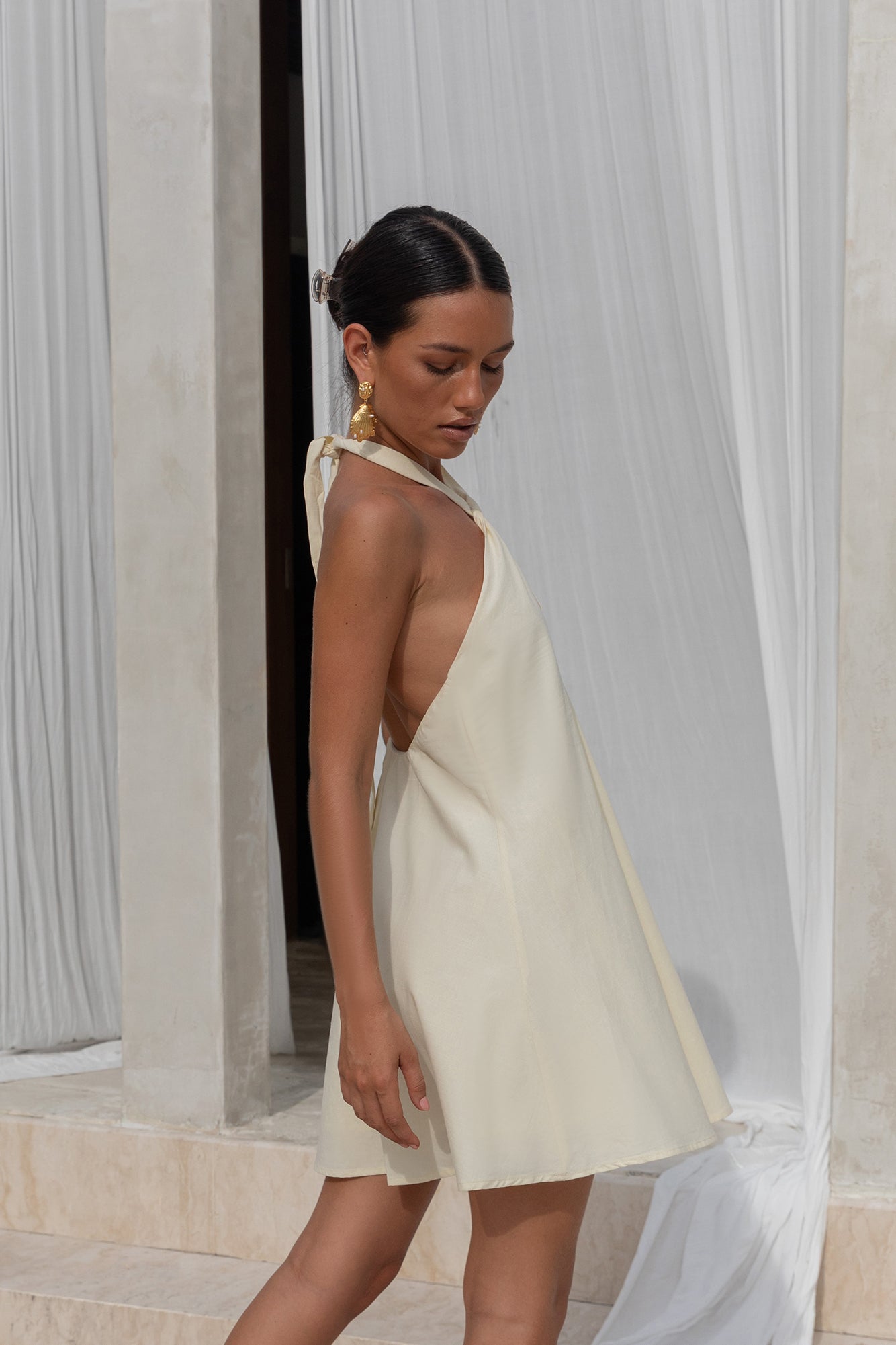 Adrienne Halter Mini Dress in Coconut 7
