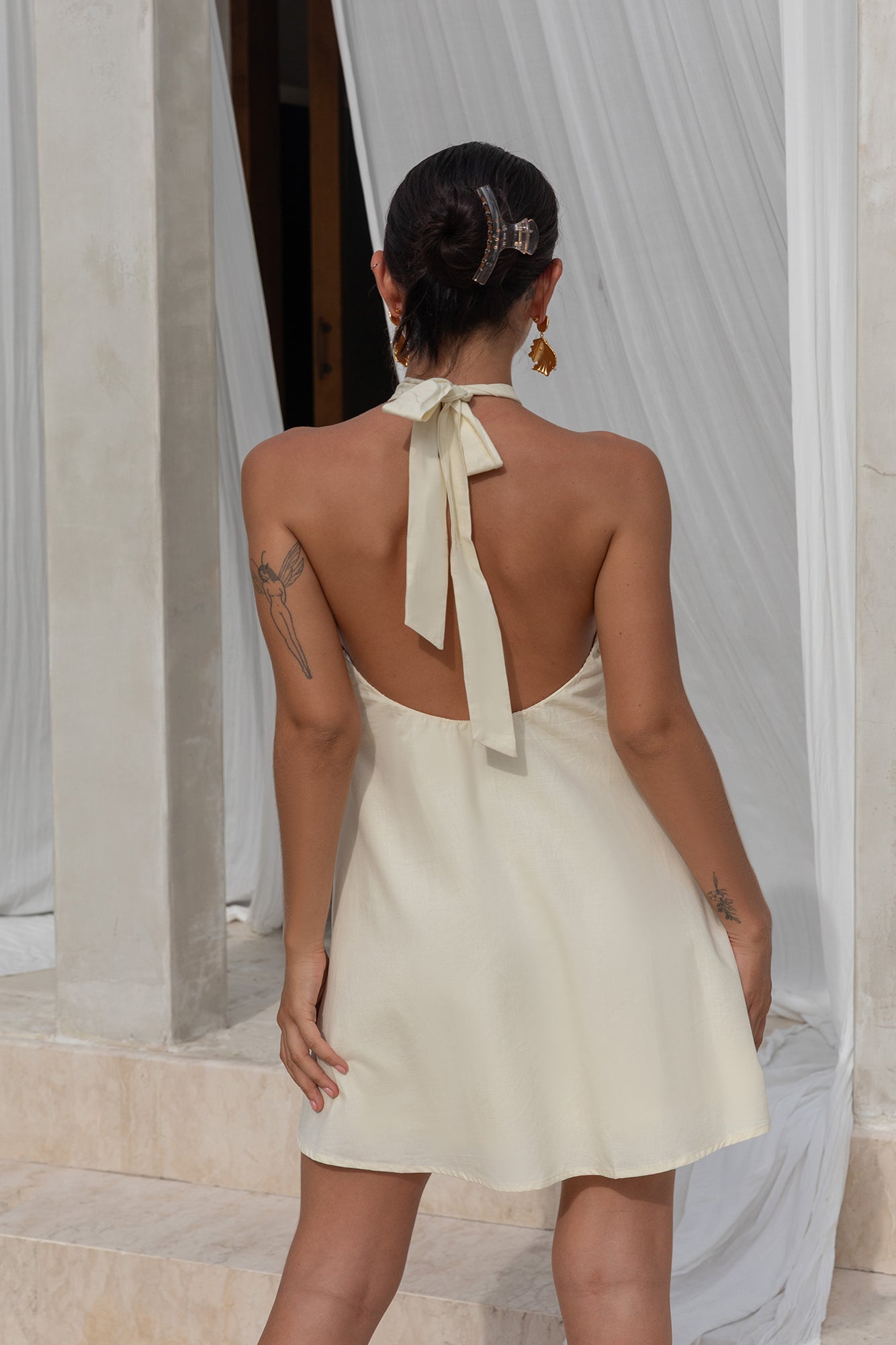 Adrienne Halter Mini Dress in Coconut 2