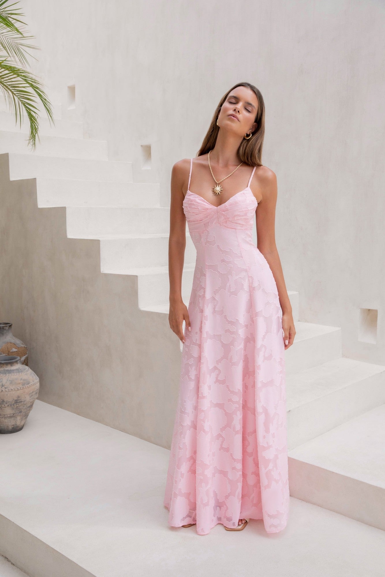 Ophelia Paradise Maxi Dress in Soft Yellow The Skies Maxi Dress Pink 3