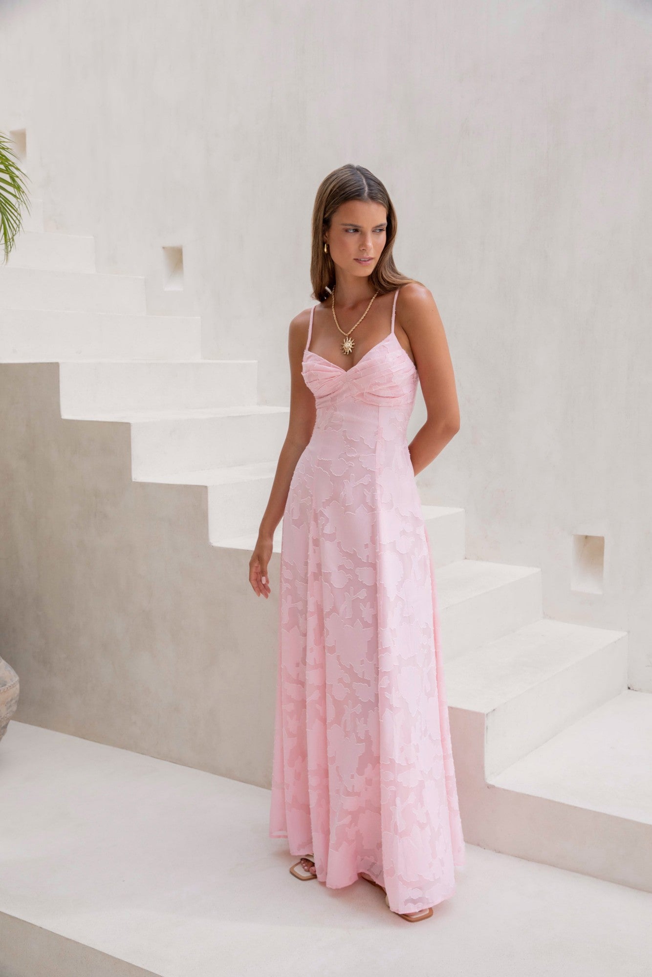 Ophelia Paradise Maxi Dress in Soft Yellow The Skies Maxi Dress Pink 4