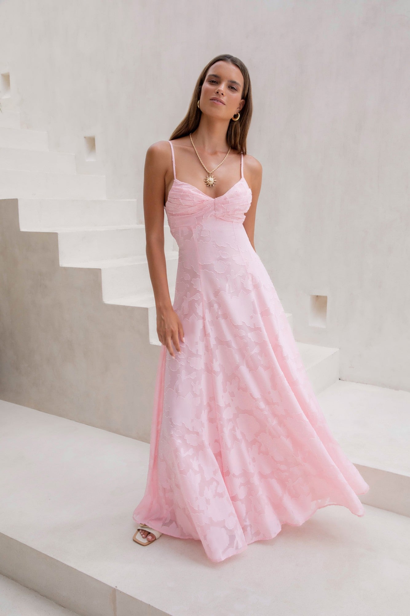 Ophelia Paradise Maxi Dress in Soft Yellow The Skies Maxi Dress Pink 8