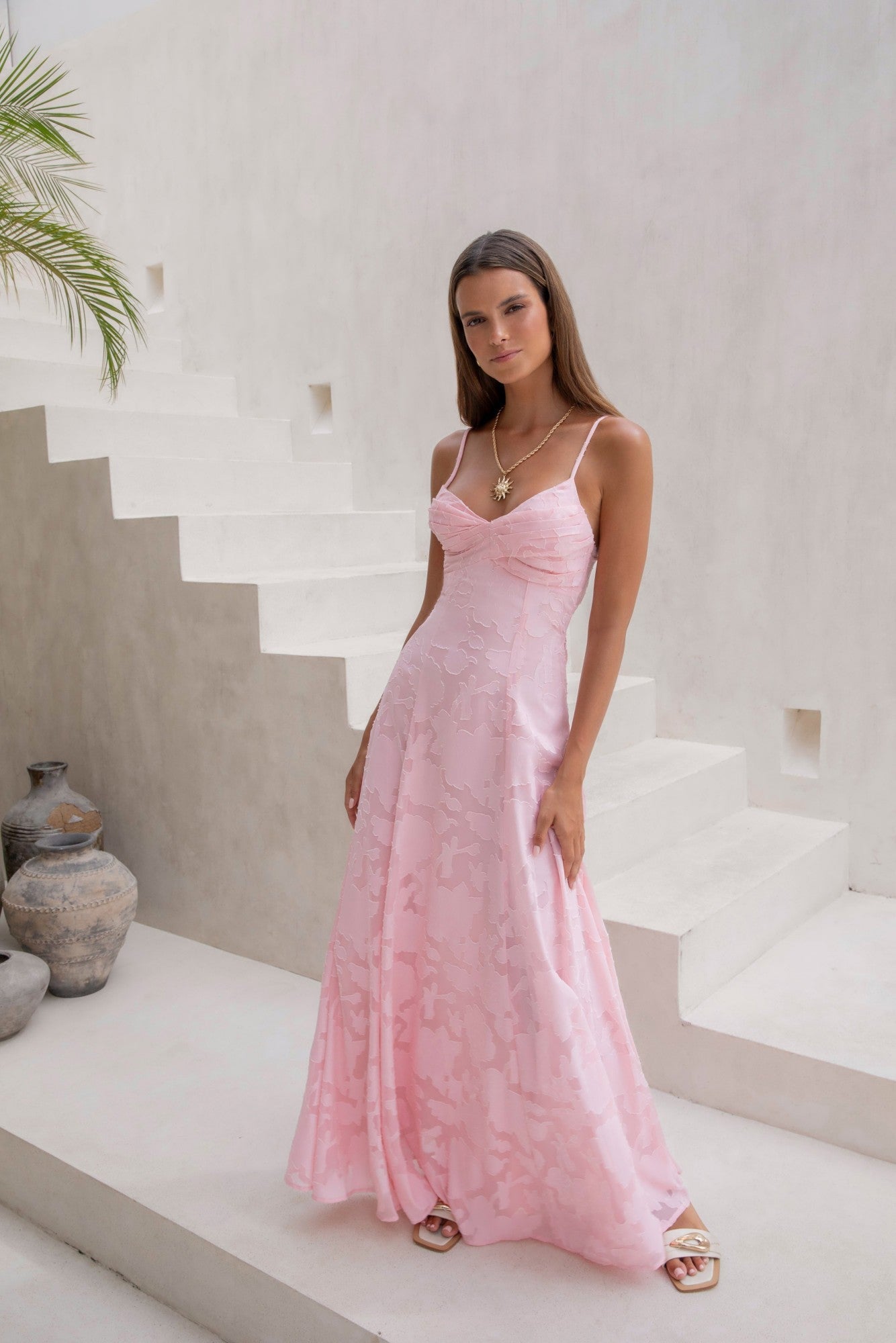 Ophelia Paradise Maxi Dress in Soft Yellow The Skies Maxi Dress Pink 1