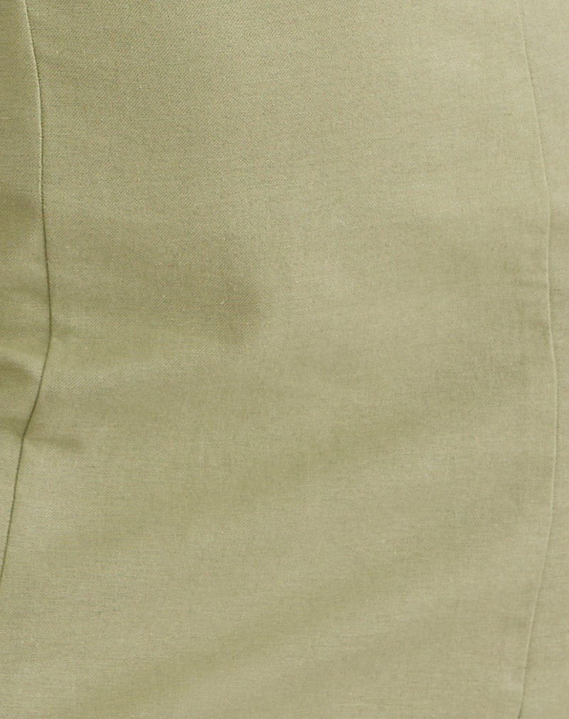 Ambra Linen Mini Dress in Sage Green Linen Sage Green 6