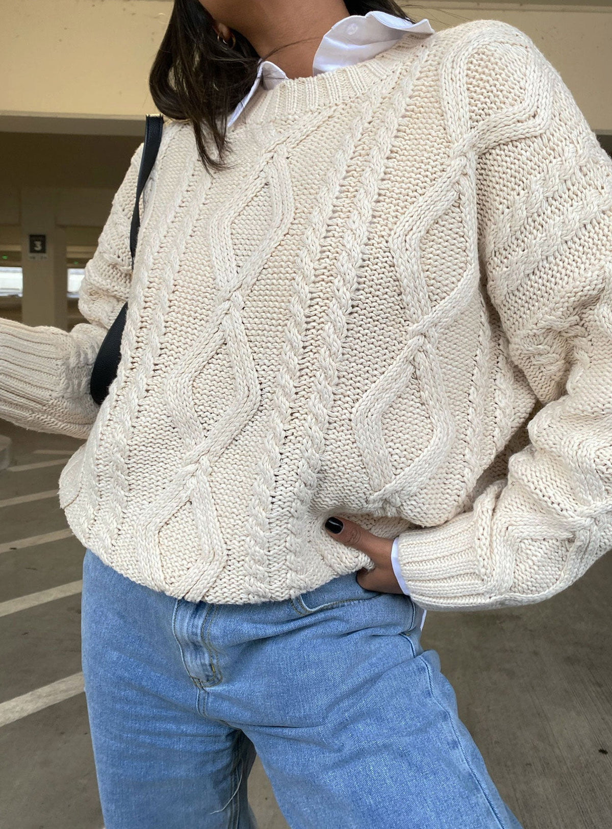 Anaya Oversized Sweater in Cream Beige 10