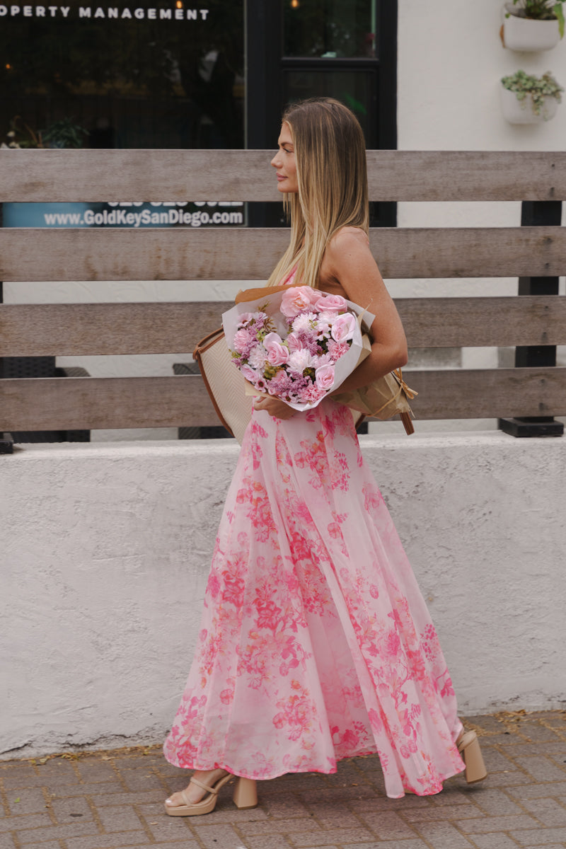 Sasha Floral Open-Back Maxi Dress in Blush 4