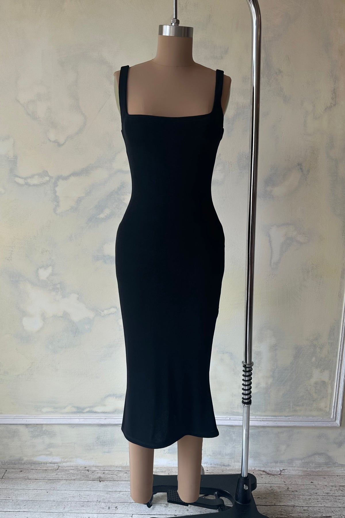 Margot Satin Midi Dress in Noir Multi 1