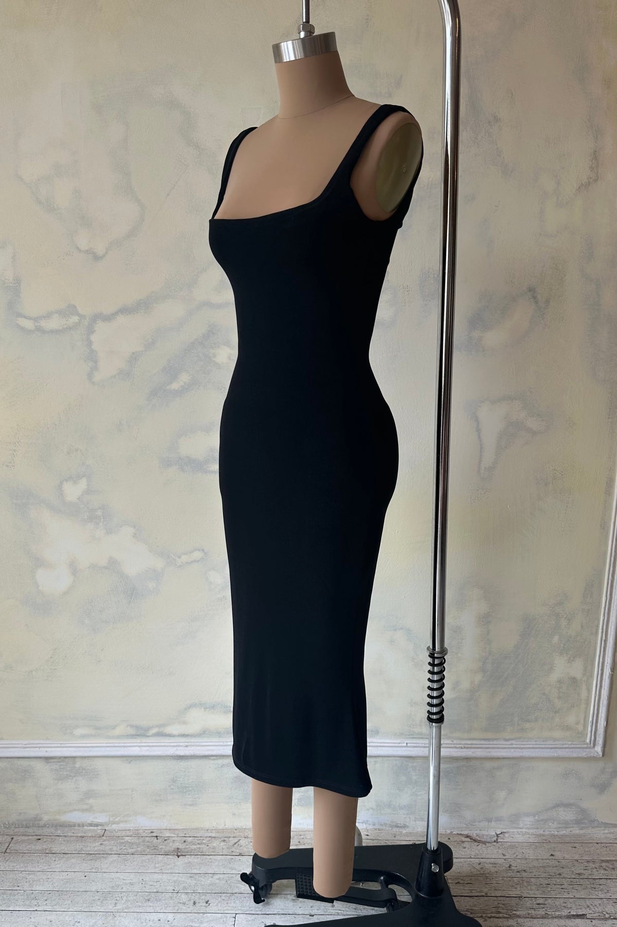 Margot Satin Midi Dress in Noir Multi 2