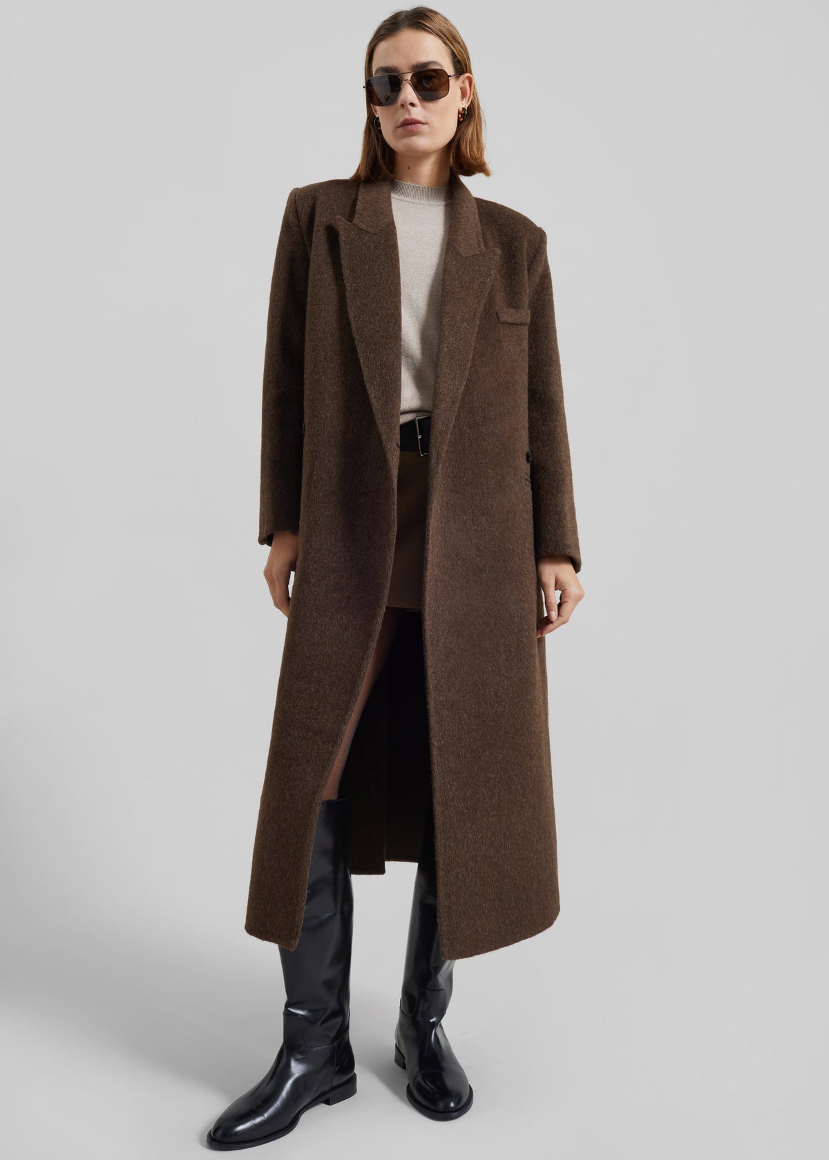 Arlene Wool Belted Coat Brown 1