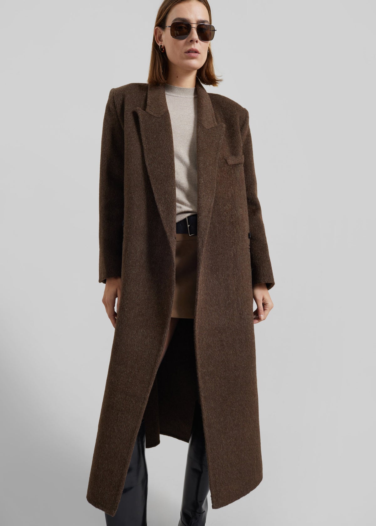 Arlene Wool Belted Coat Brown 2