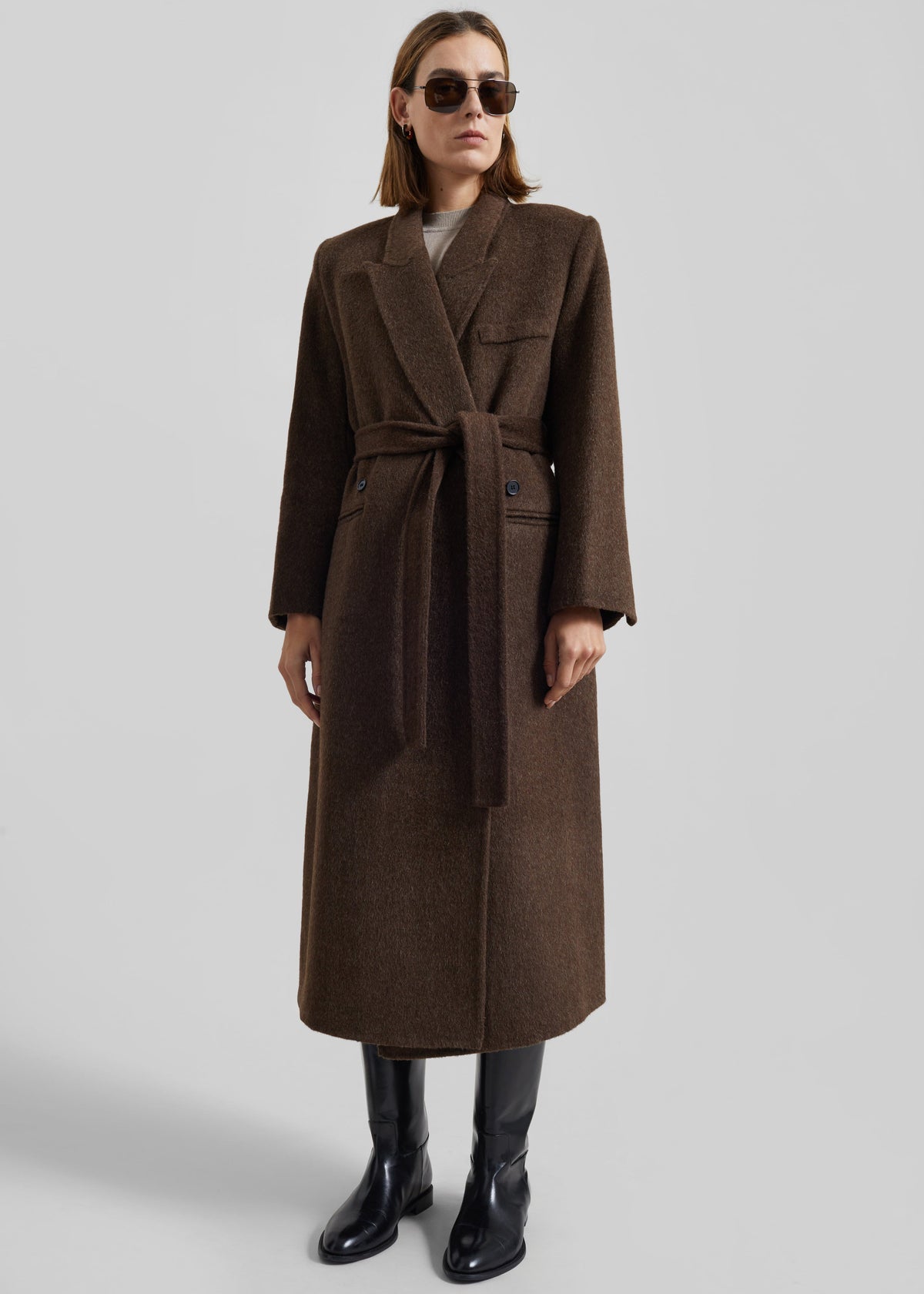 Arlene Wool Belted Coat Brown 3