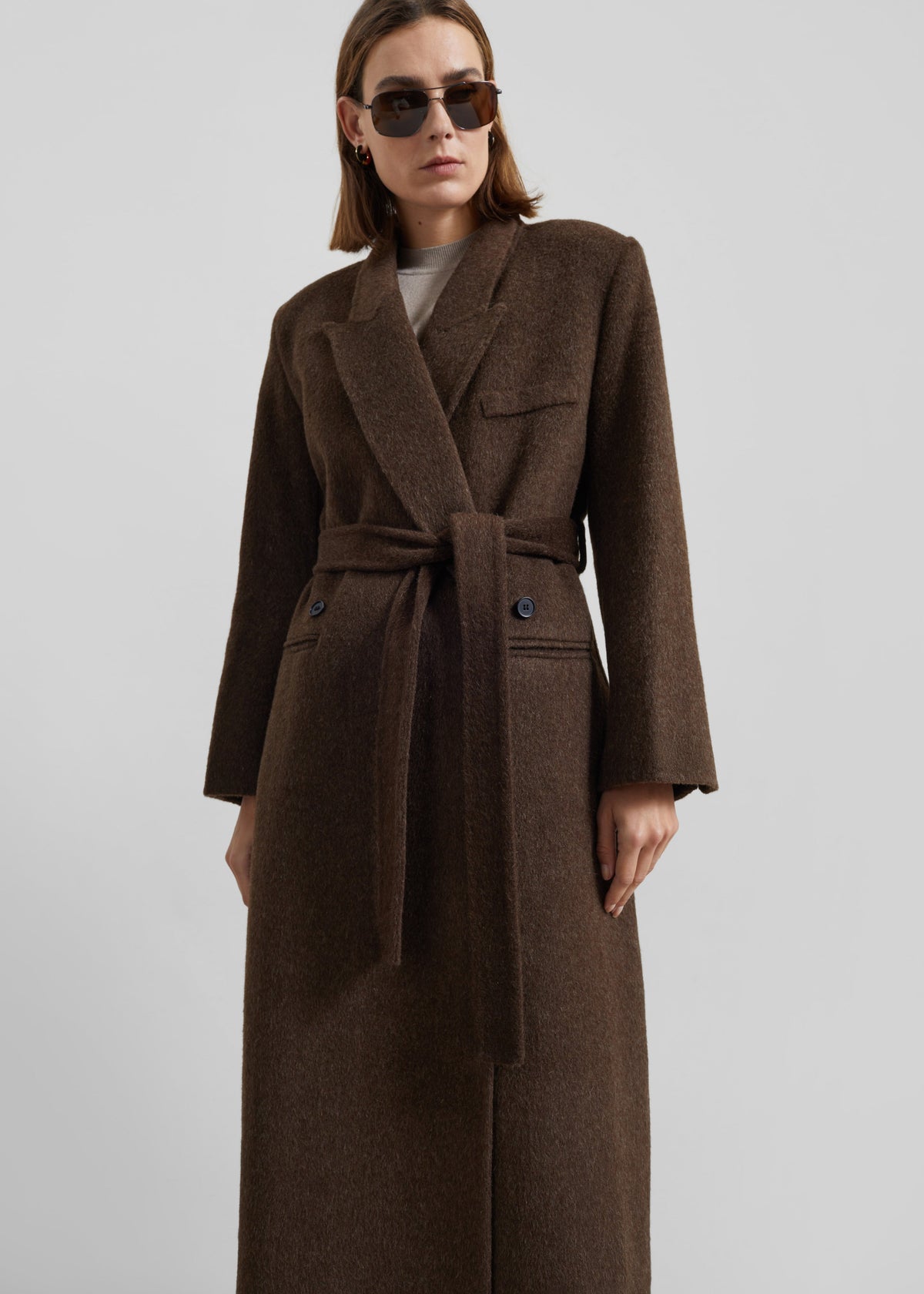 Arlene Wool Belted Coat Brown 5