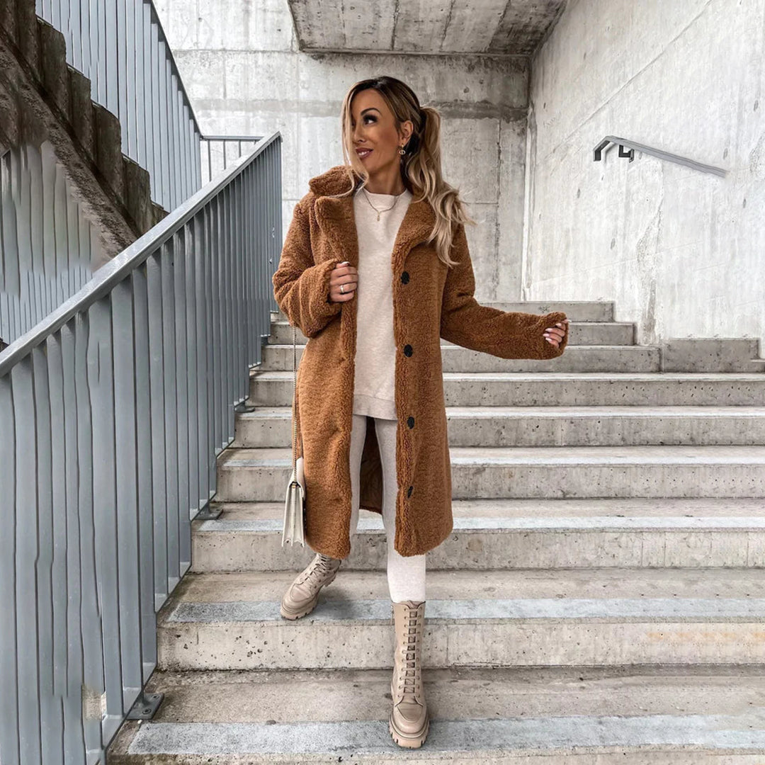 Margot Wool Blend Teddy Coat Beige 2