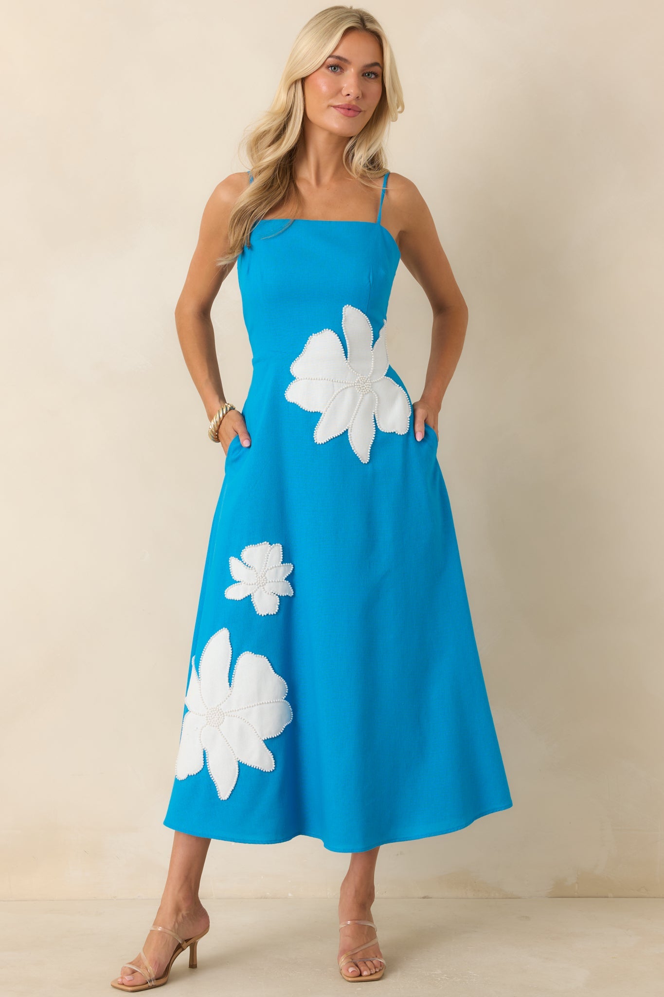 Isla Floral Midi Dress in Blossom Blue Blue 3