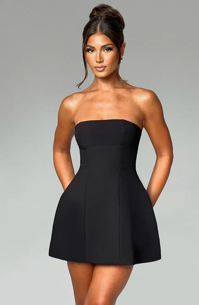 Nadira Strapless Corset Mini Dress in Wine White 10