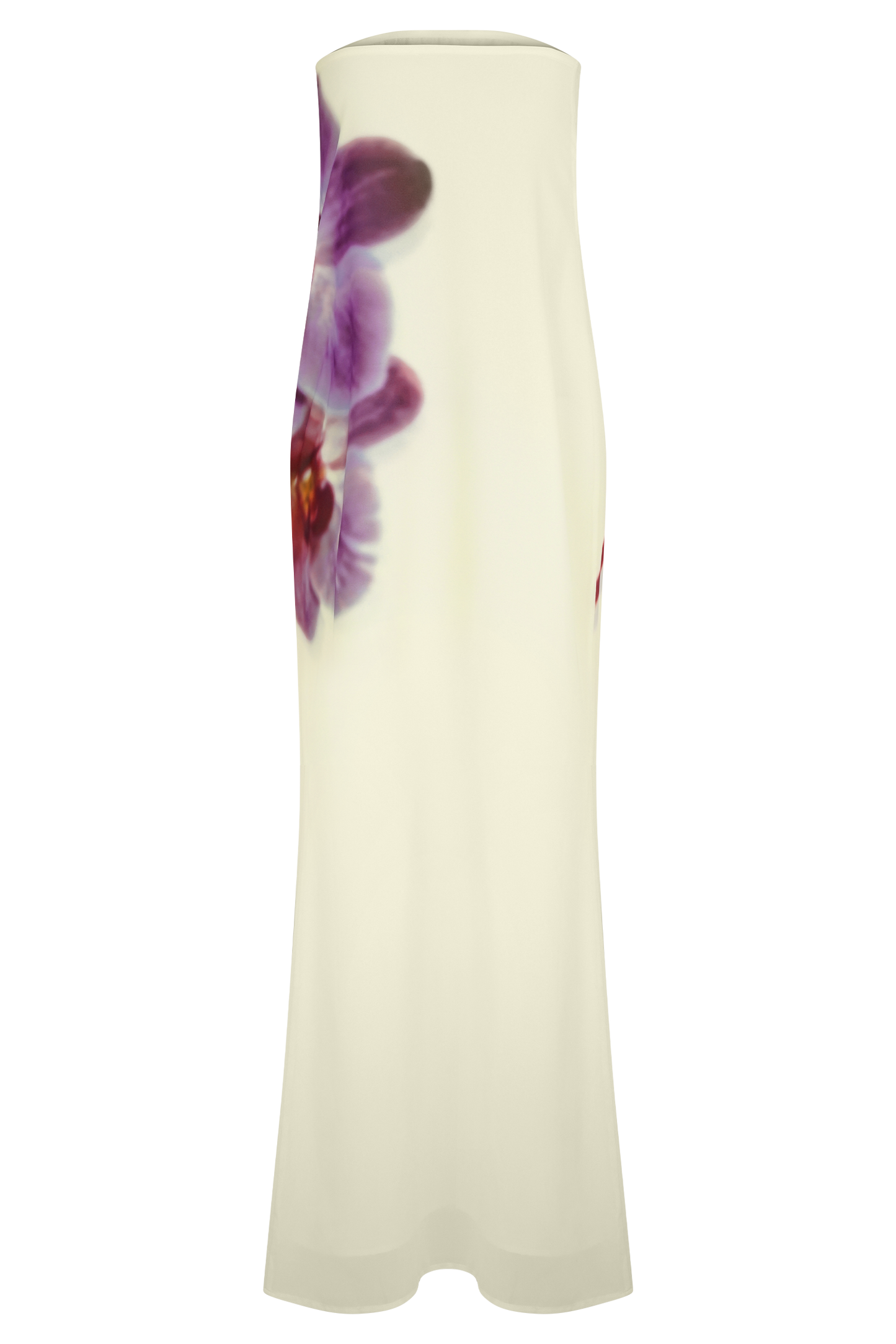 Amaya Strapless Chiffon Maxi Dress Ivory Koi Orchid Print 6