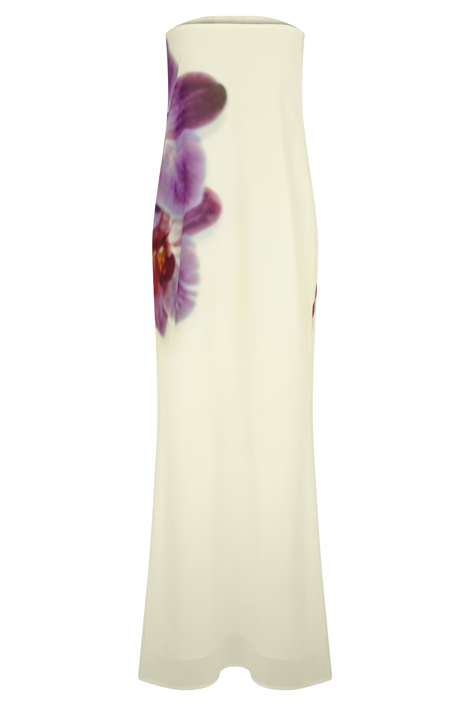Amaya Strapless Chiffon Maxi Dress Ivory Koi Orchid Print 6