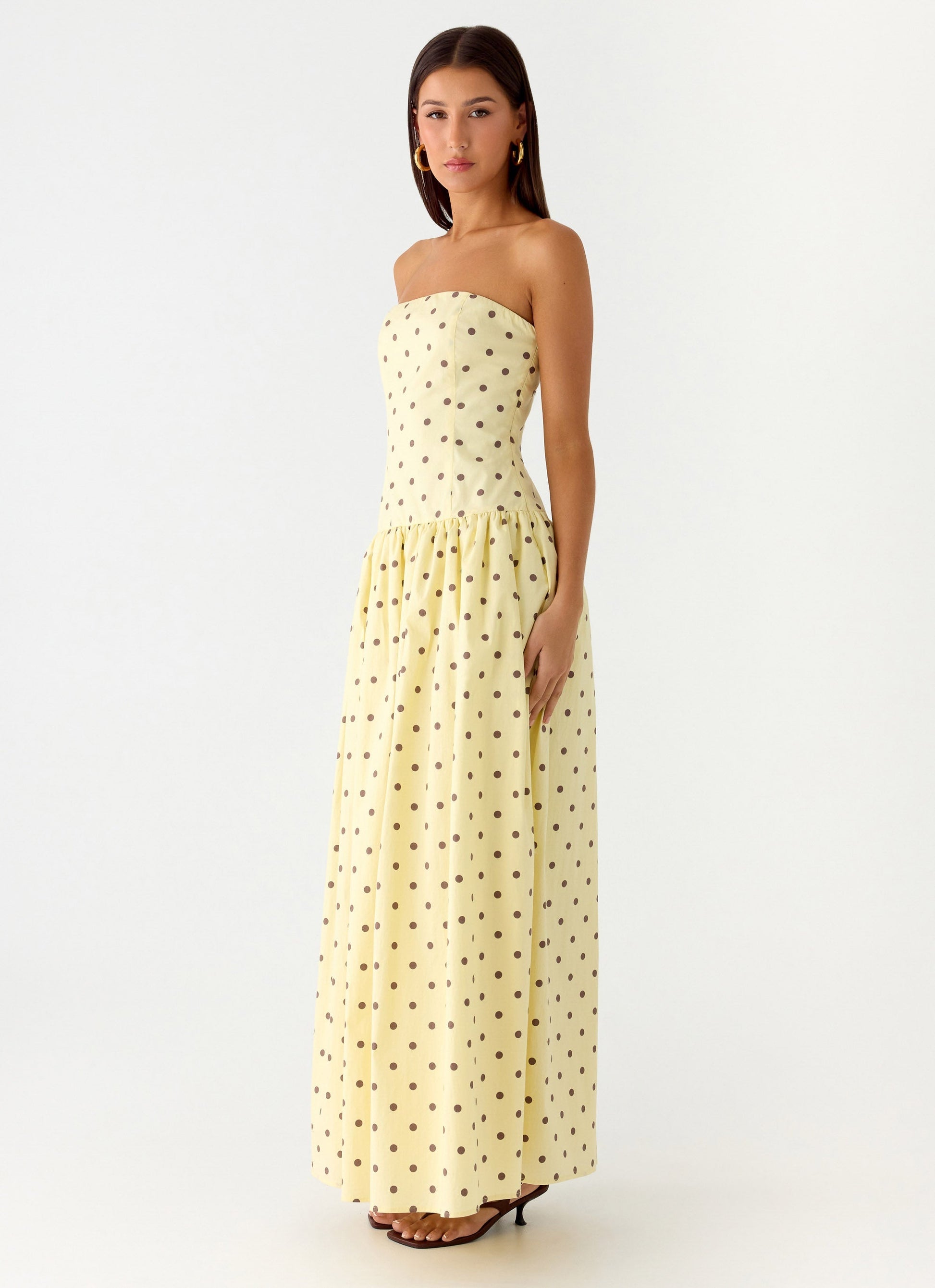 Andorra Floral Maxi Dress Yellow Polkadot 3