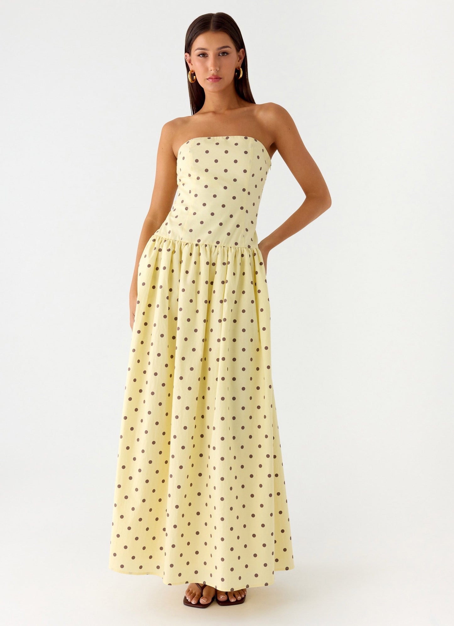 Andorra Floral Maxi Dress Yellow Polkadot 4