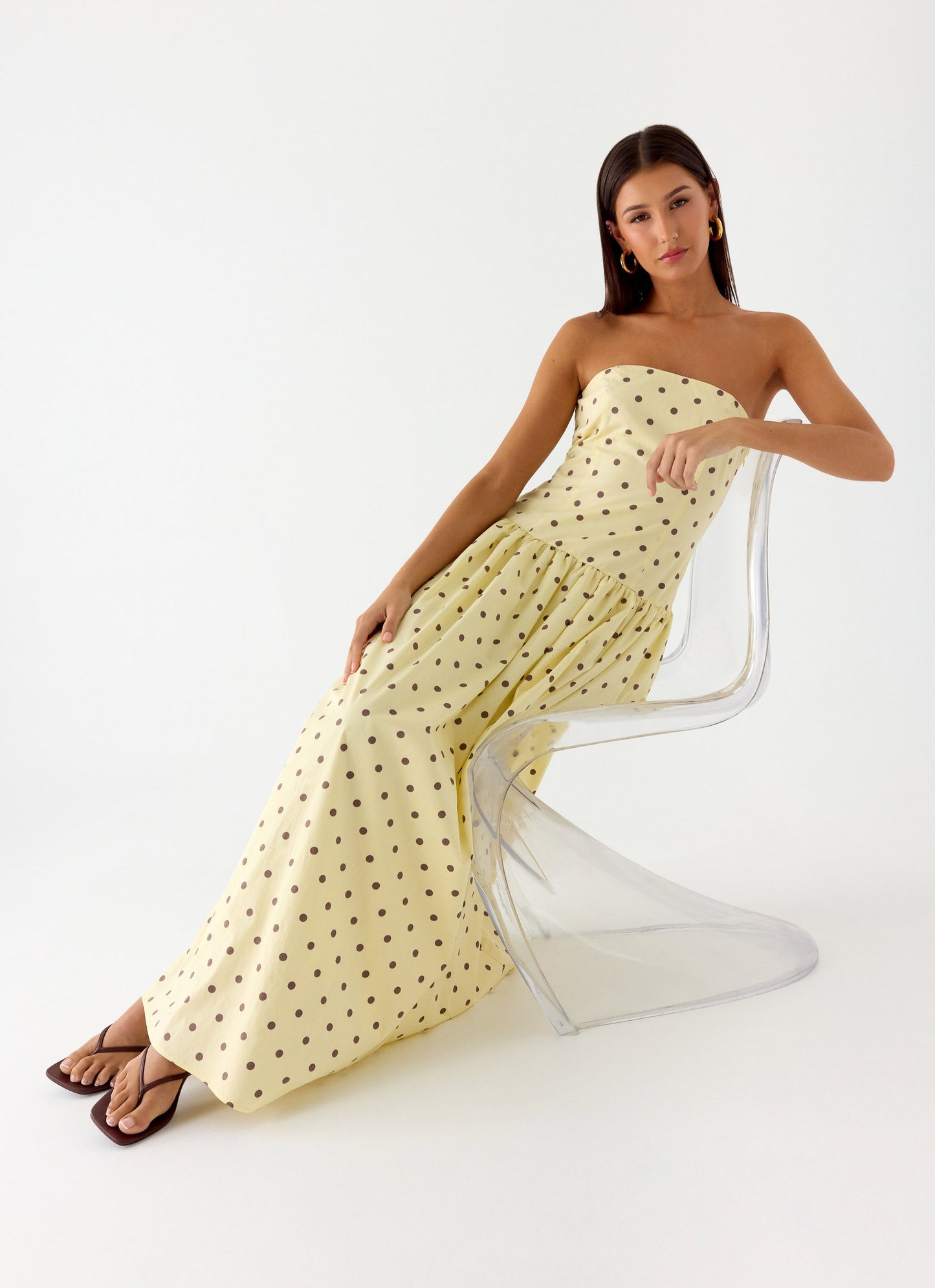 Andorra Floral Maxi Dress Yellow Polkadot 5