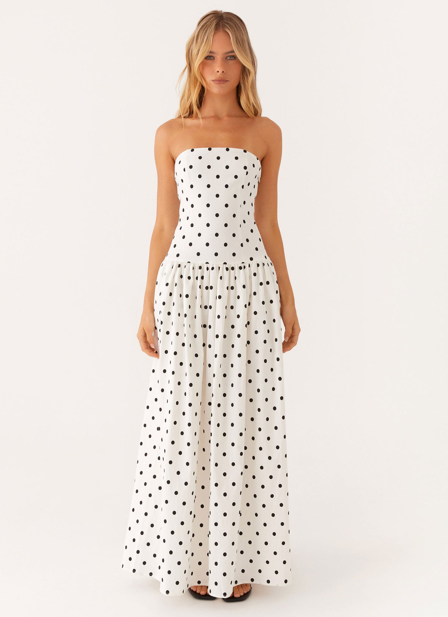 Andorra Floral Maxi Dress White Polkadot 3