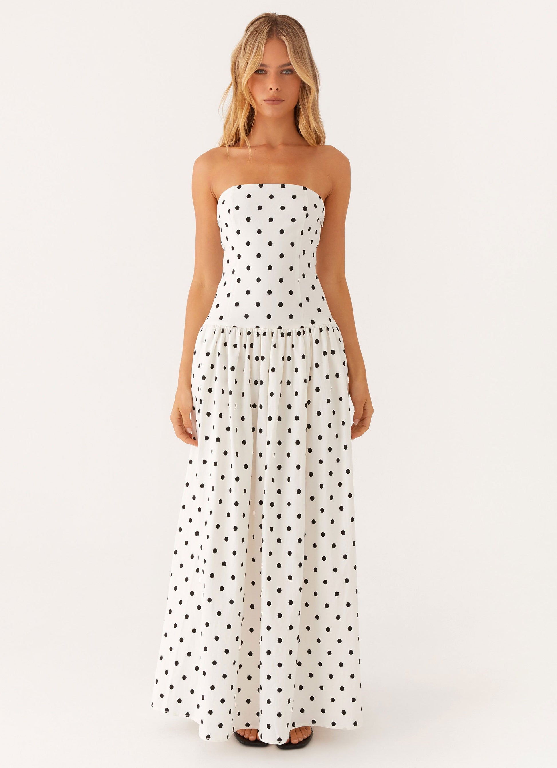 Andorra Floral Maxi Dress White Polkadot 3