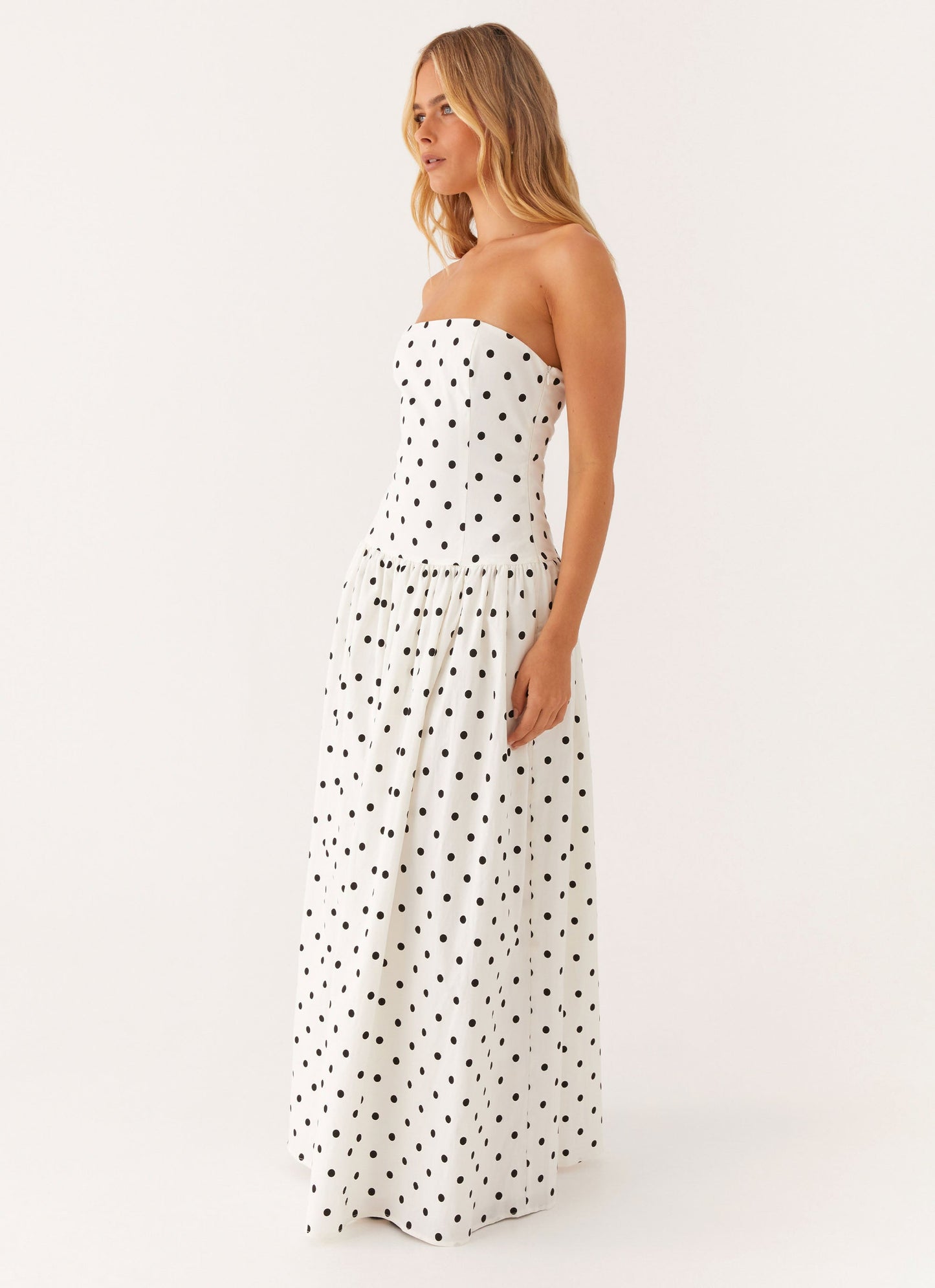 Andorra Floral Maxi Dress White Polkadot 4