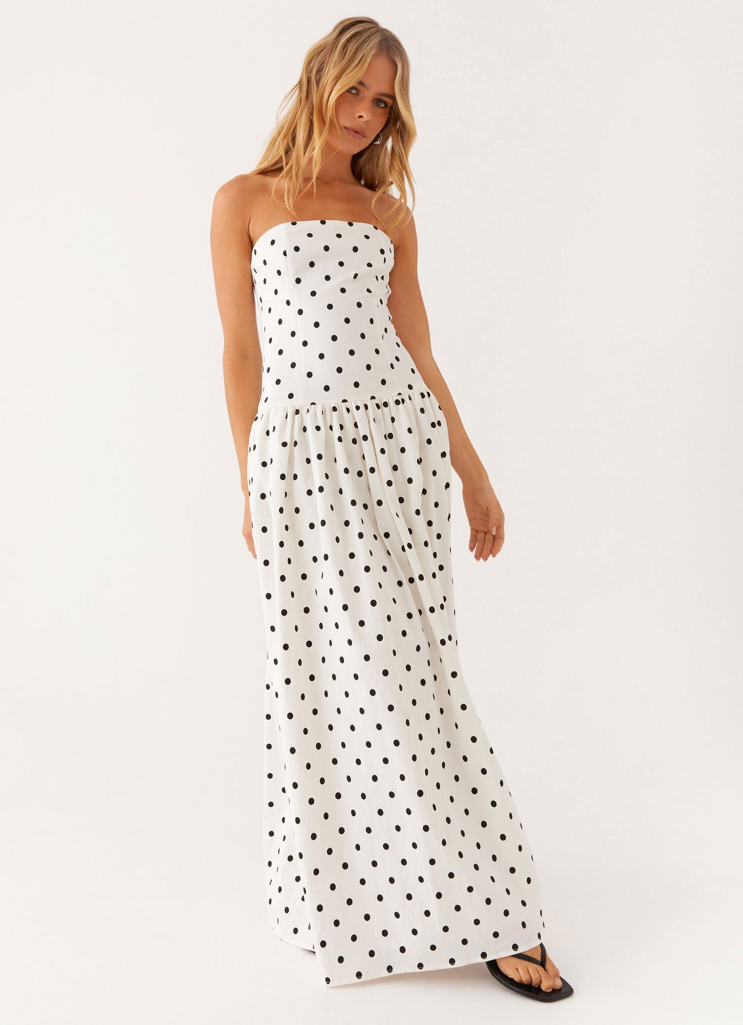 Andorra Floral Maxi Dress White Polkadot 6