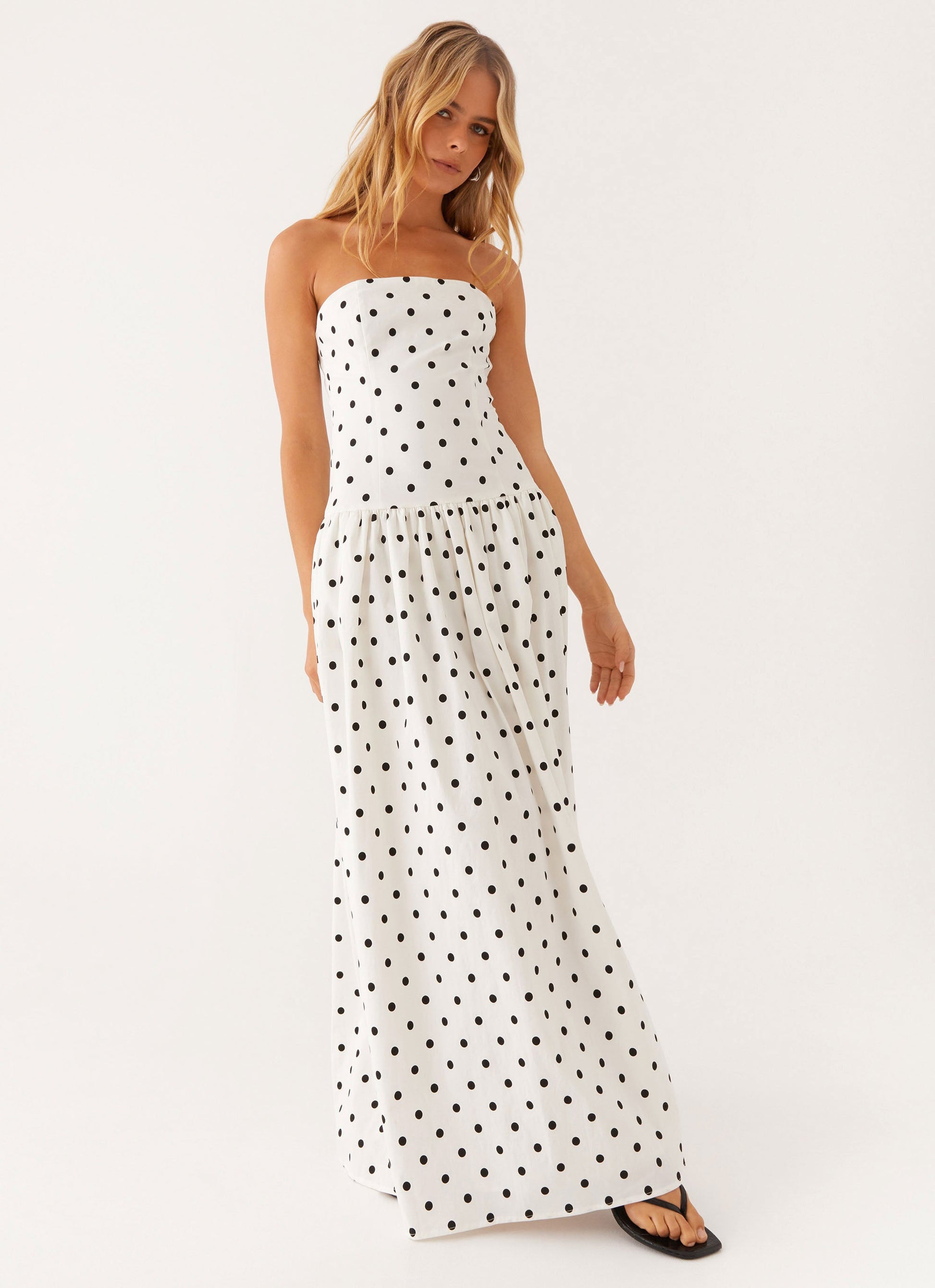 Andorra Floral Maxi Dress White Polkadot 6