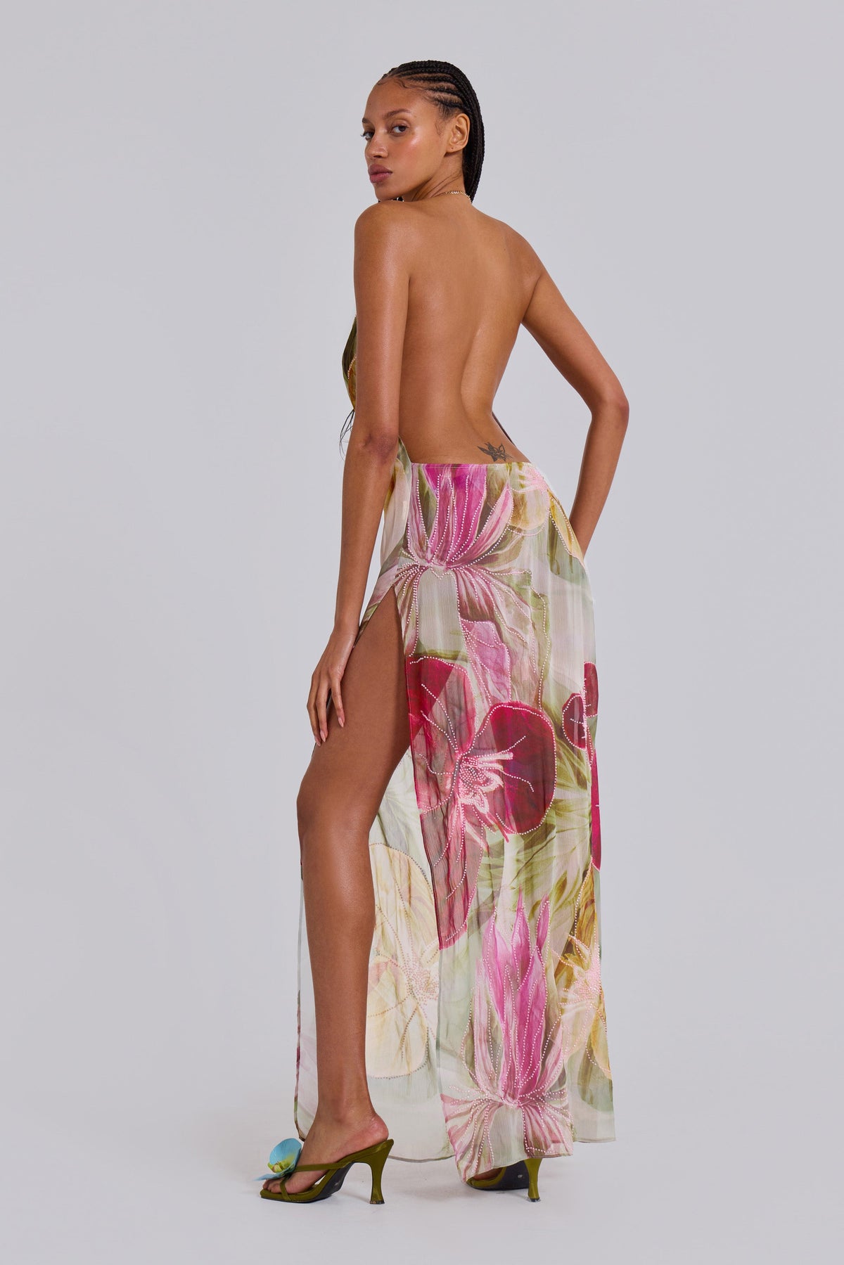 Ivy Backless Chiffon Maxi Dress Blush 2
