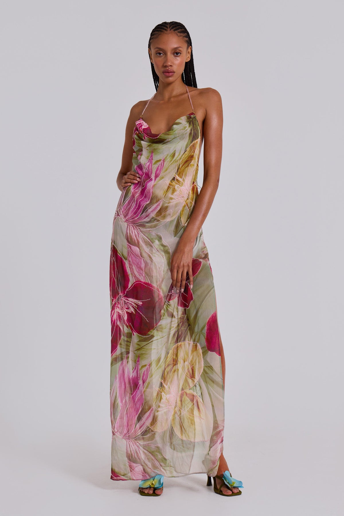 Ivy Backless Chiffon Maxi Dress Blush 4