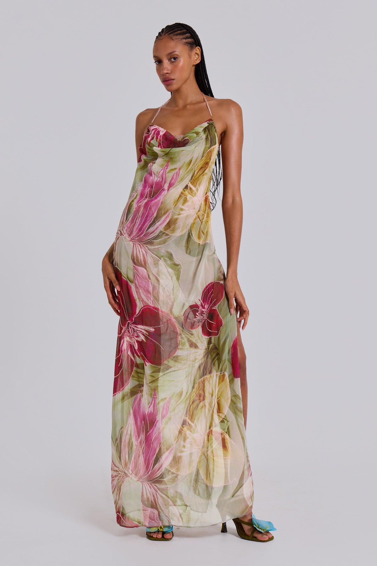 Ivy Backless Chiffon Maxi Dress Blush 6