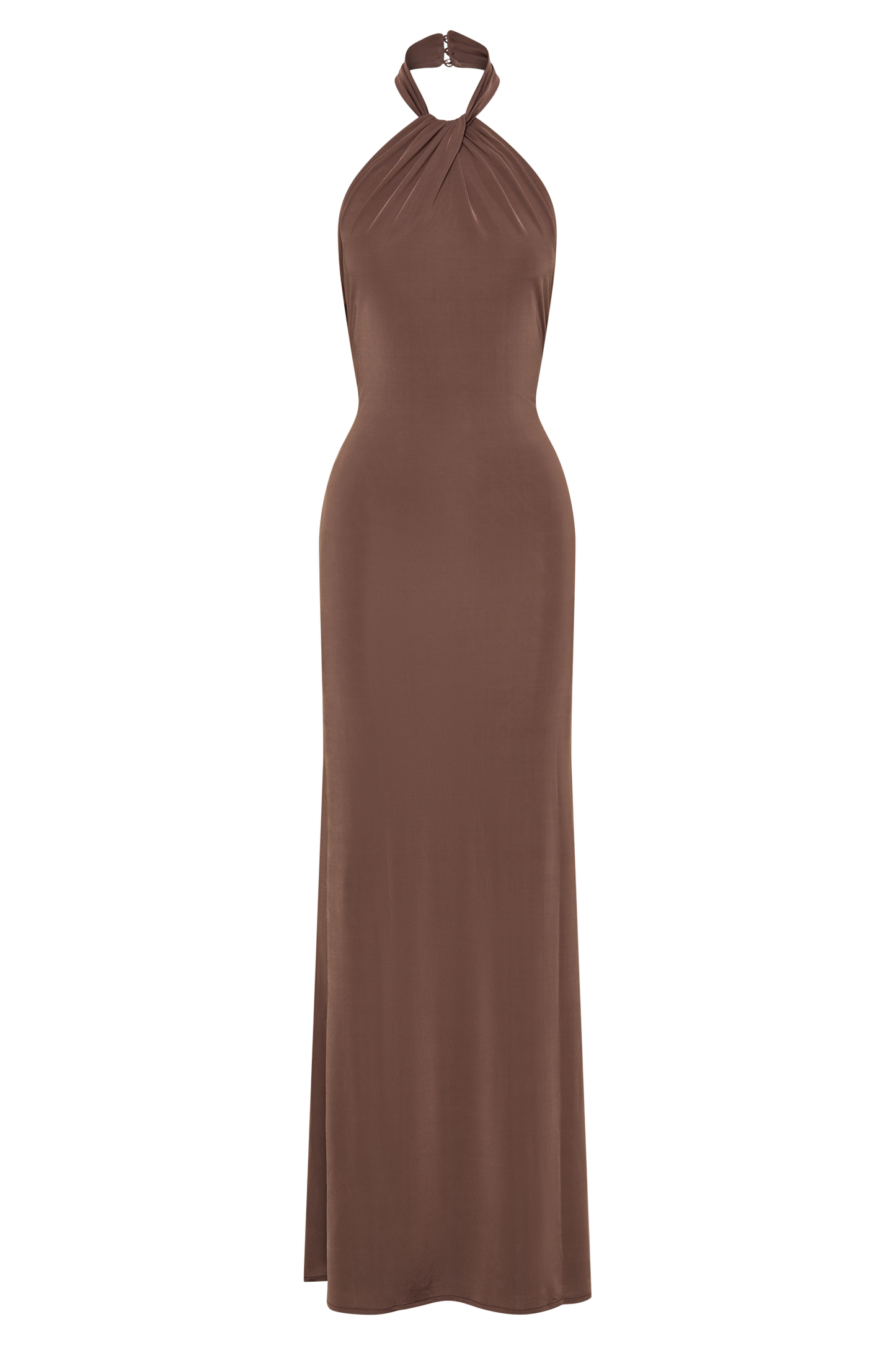 Elyna Slinky Halter Maxi Dress Chocolate 7